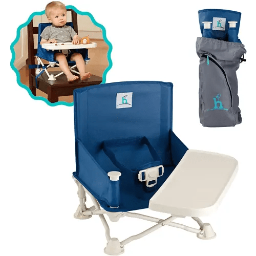 hiccapop OmniBoost Travel Booster Seat with Tray for Baby | Folding Portable Baby Booster Seat for Dining Table, Camping, Beach, Grandma’s | Tip-Free Design Straps to Kitchen Chairs - Booster Chair