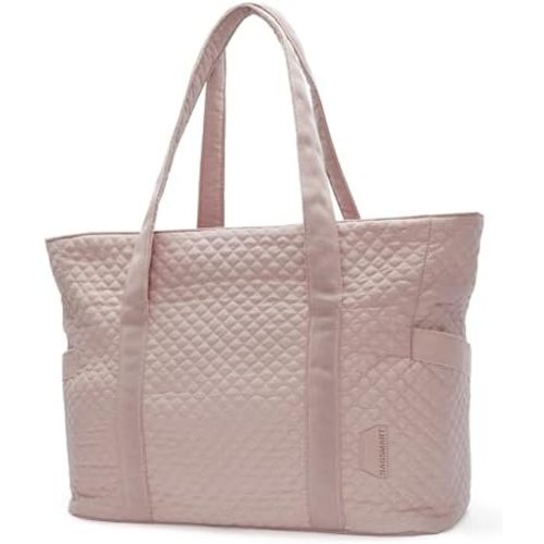 BAGSMART Crush Tote Bag for Women, 20L Puffer Work Tote with Zipper, Travel Essentials Quilted Nurse Hospital Bag