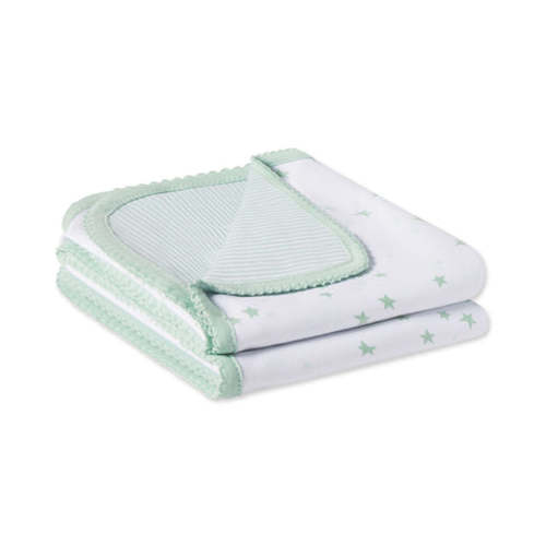 LAKE | Baby | Pima Cotton Pajamas | Parisian Green Multi Reversible Baby Blanket