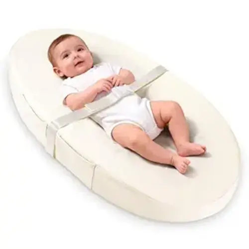 Baby Changing Pad with Waterproof & Wipeable PU Cover, Contoured Diaper Changing Pads for Dresser with Non-Slip Safety Belt, Portable Lightweight Changing Mat, Beige