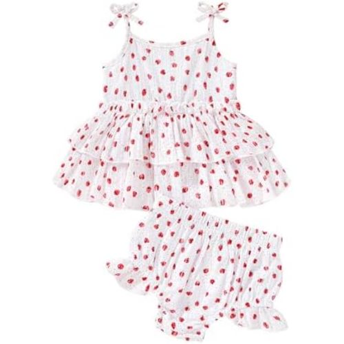 Happy Town Baby Girl Clothes Summer Infant Outfits Sleeveless Tank Tops Newborn Shorts Set Bloomers Toddler Shirt