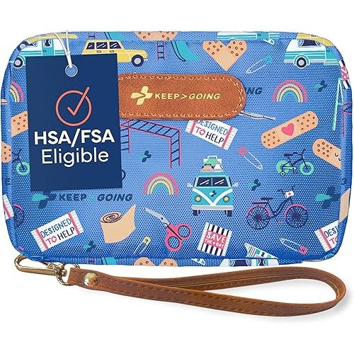 KeepGoing Travel First Aid Kit for Kids – 130 Pc. for Car, Home, Purse, Diaper Bag & Backpack with Latex-Free Bandages - Mini First Aid Kit Travel Size TSA-Approved