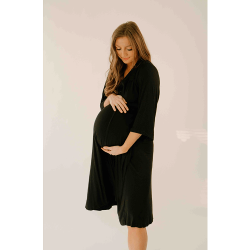 Lila Labor & Postpartum Gown in Black