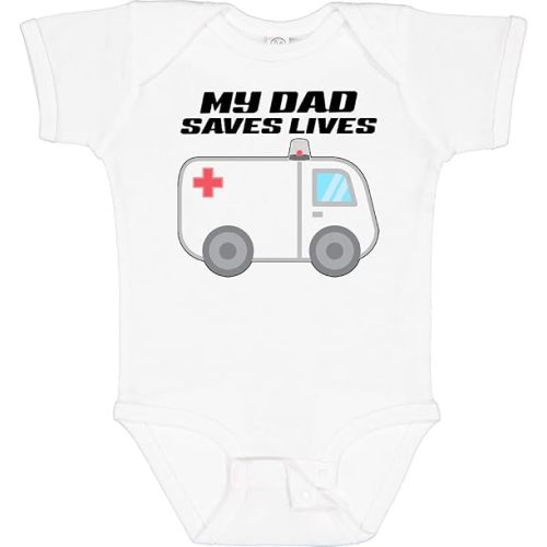 inktastic My Dad Saves Lives- Ambulance Baby Bodysuit