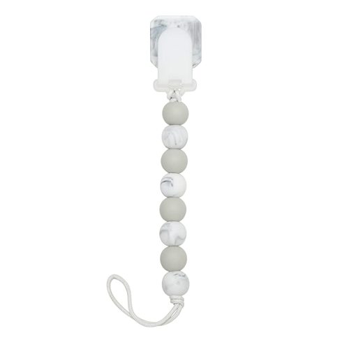 Loulou Lollipop Silicone Soothie Pacifier Clip Binky Holder for Newborn and Baby Girl and Boy - Lolli Gem - Marble Grey