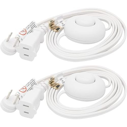 FIRMERST Foot Switch Extension Cord, 6 Feet, White, 2 Pack