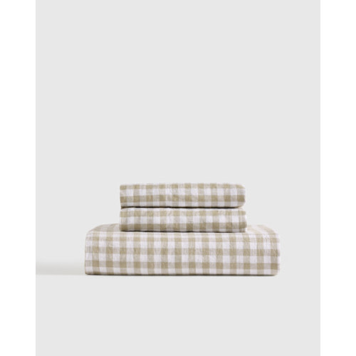 100% European Linen Fitted Sheet Set | Quince in Willowleaf Gingham