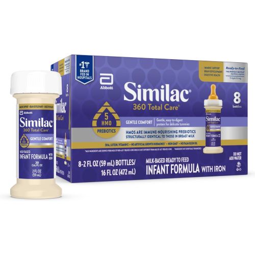 My Prime Finds Similac 360 Total Care Gentle Comfort Baby Formula, Easy-to-Digest Formula, Has 5 HMO Prebiotics, Ready-to-Feed Infant Formula, 2-fl-oz Bottle, Pack of 8 - Similac 360 Total Care Gentle Comfort Baby Formula, Easy-to-Digest Formula, Has 5 HM