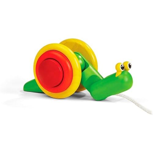 PlanToys® Snail Pull Toy for Toddlers | Eco-Friendly Wooden Toy for Fine Motor Skills & Coordination | Montessori Walking Toys for Babies