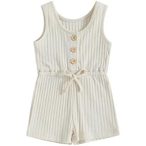 Toddler Baby Girls Romper Clothes Summer Solid Color Sleeveless Jumpsuits Casual One-Piece Playsuit Shortalls Outfits