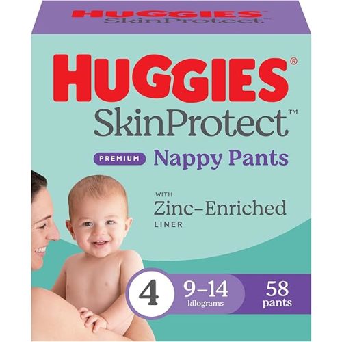 Huggies Skin Protect Nappies Pants Size 4 (9-14 kg) 58 Count - Packaging May Vary