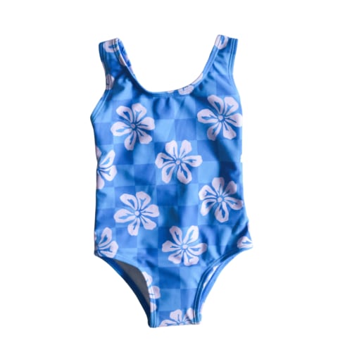 Blue Hibiscus Girl Swim One-Piece