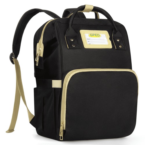 GPED Large Capacity Multifunction Diaper Bag Backpack with Insulated Pockets, Black