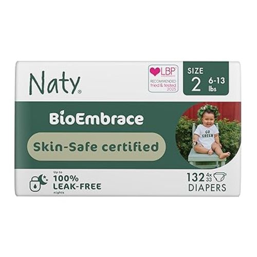 Naty Plant-Based Baby Diapers, Size 2, 132 Count