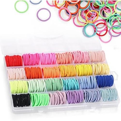 Baby Hair Bands, 336Pcs Small Elastic Hair Bands for Girls, Tiny Colorful Ponytail Holders Hair Tie for Baby Hair, Funtopia Colorful Hair Ties No damage with Organizer Box for Kids Infants Toddlers