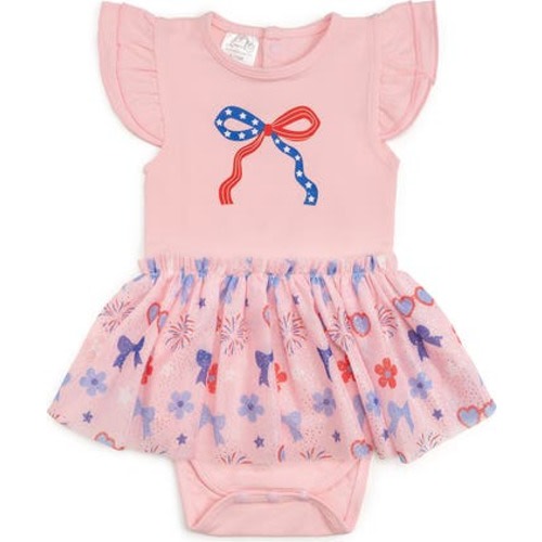 Red, White, & Cute Short Sleeve Tutu Bodysuit, 3-6M