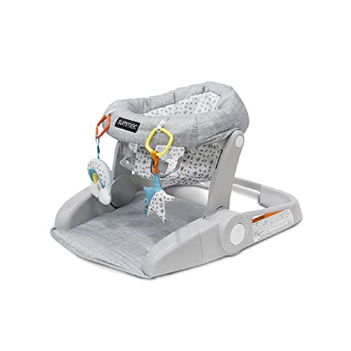 Bright Starts Learn-to-Sit 2-Position Floor Seat (Heather Gray)  Sit Baby Up in This Adjustable Baby Activity Seat Appropriate for Ages 4-12 Months  Includes Toys, Funfetti Neutral