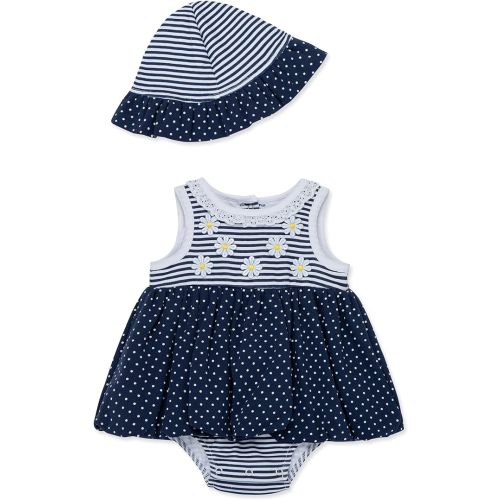 Little Me Clothes for Baby Girls' Popover Bodysuit Dress and Hat Set, 3-12 Months