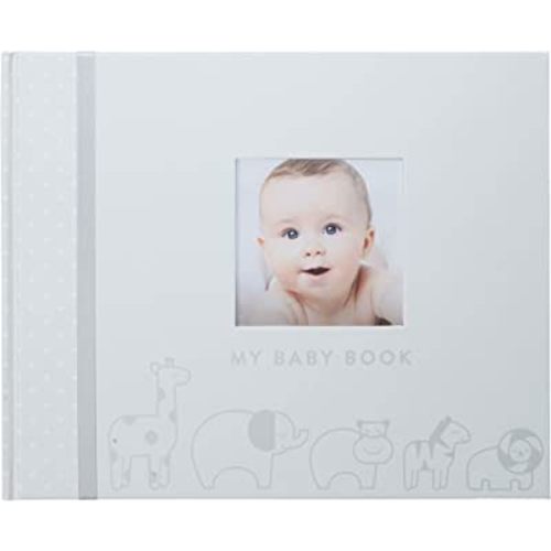Pearhead Baby Memory Book, Gender-Neutral Jungle Theme, First 5 Years Milestone Journal For Baby Girl or Baby Boy, Newborn Keepsake, Included No-Touch Ink Pad For Baby's Hand and Footprint