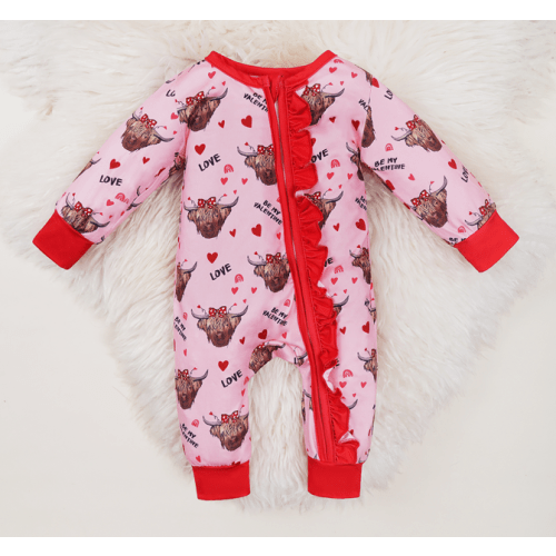Baby Girl Valentine Cow Romper