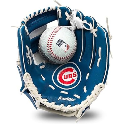 Franklin Sports MLB Youth Teeball Glove and Ball Set - Kids Baseball and Teeball - Perfect First Kids Glove - 9.5"