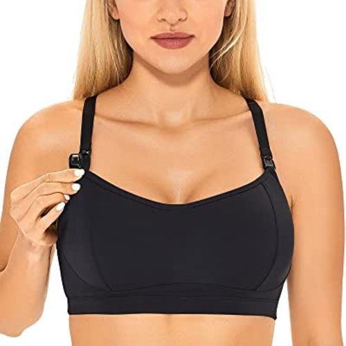 Gratlin Women's Support Nursing Bra Racerback Nursing Sports Bra Lightly Padded Breastfeeding Maternity Bras