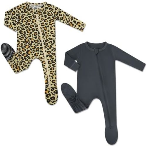 HAPIU Rayon from Bamboo Baby Footed Pajamas, 2 Way Zipper YKK, Footie for Baby Boy Girls, 0-3 months