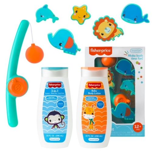 Fisher-Price 8-Piece Fishing Baby Bath Toy and Body Care Set for Infants, Unisex