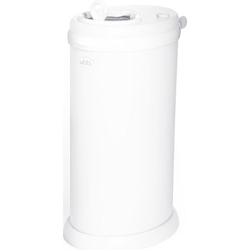 Ubbi Stainless Steel Diaper Pail, No Special Bags, Odor-Locking, White