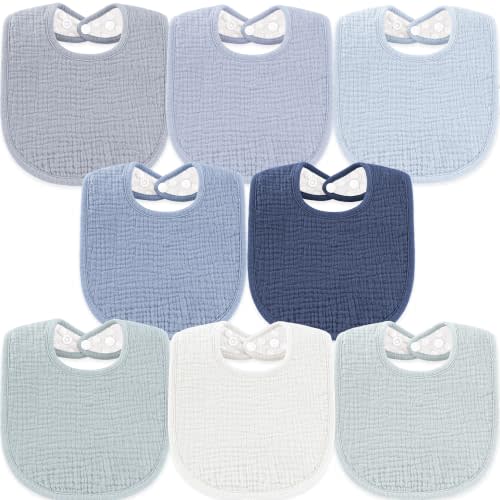 Susurration Muslin Baby Drool Bibs 6Pack Soft Square Adjustable Baby Bandana Bibs for Unisex Girls & Boys