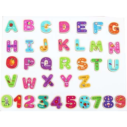 Toys of Wood Oxford Wooden Magnetic Letters and Numbers - Fridge Magnets for Kids- Alphabet Letter and Number Magnets for Children- ABC and Spelling Learning Toy