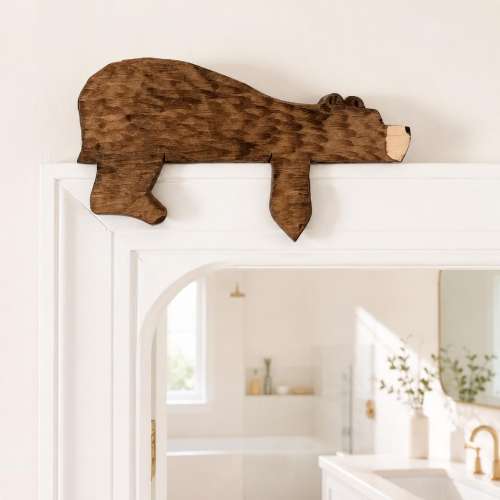 Rustic Wooden Bear Door Topper, Woodland Door Frame Décor