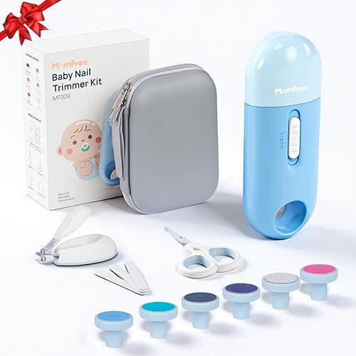 Baby Nail File Electric, 4-in-1 Battery Powered Baby Nail Trimmer Electric with Storage Case & Night Light for Newborn to Toddler, Nail Clipper/Scissor Nail Care Set for Toenails and Fingernails