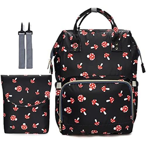 MCWTH Mushroom Diaper Bag Backpack Set for Baby Girls Mom, Large Capacity Multi-Function Nappy Bags Organizer