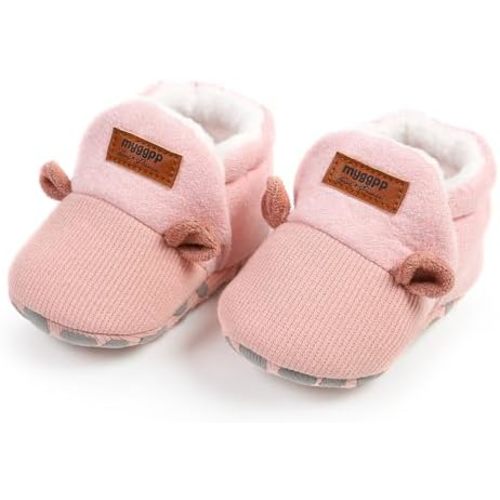 YWY Infant Baby Cozy Fleece Slippers with Non Skid Bottom Newborn Boys Girls Winter Warm Socks Booties Stay On Crib House Shoes