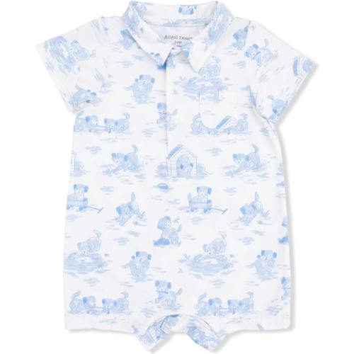 Puppy Toile Blue - Polo Shortie