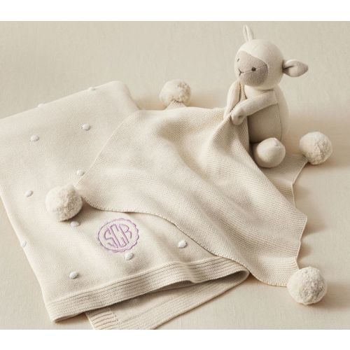 Cotton Sweater Knit Baby Blanket And Thumbie Set