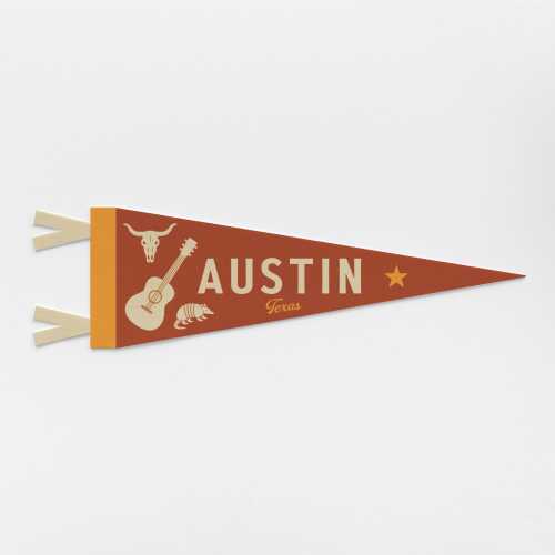 Austin Texas Felt Pennant | City banner poster. Vintage town & state pride typography flag home decor. Travel gift made in the USA