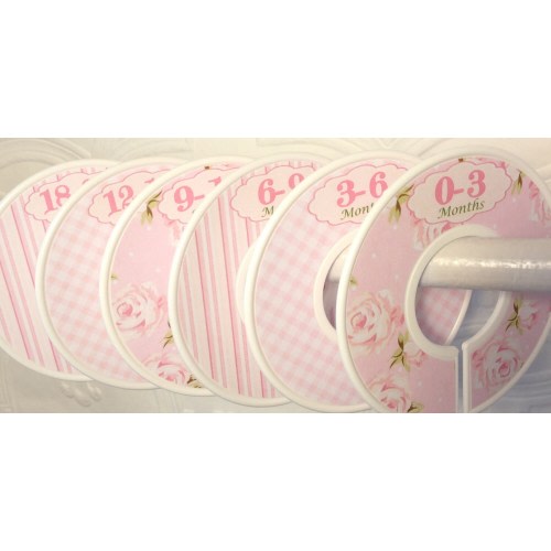 Baby Closet Dividers Clothes Organizers Soft Light Pink Shabby Elegance Floral Roses Flowers CD407 Baby Girl Shower Gift Nursery