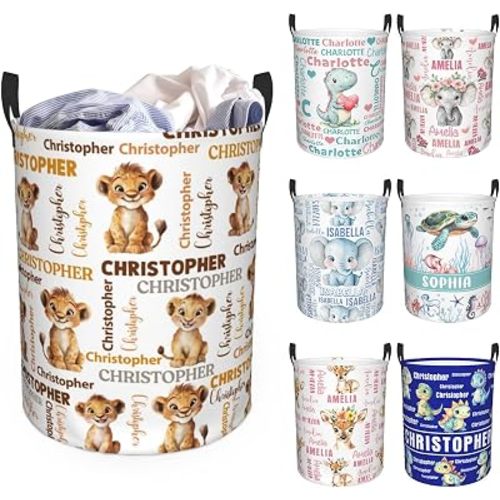 Custom Name Laundry Hamper, Personalized Laundry Basket with Name for Baby Boys Girls, Customized Collapsible Dirty Clothes Hamper Storage with Handles for Bedroom Bathroom Dorm Room Decor