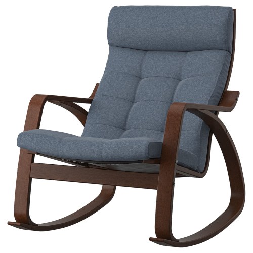 POÄNG Rocking chair - brown/Gunnared blue
