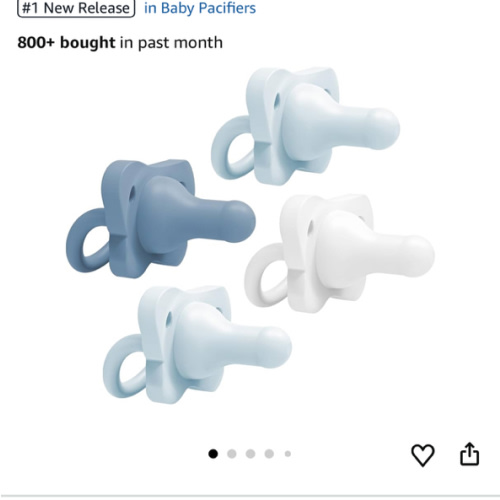 Dr. Brown's HappyPaci 100% Silicone Baby Pacifier, Contoured One-Piece Design, Light-Blue, Blue, White, 0-6m, BPA-Free, 4-Pack