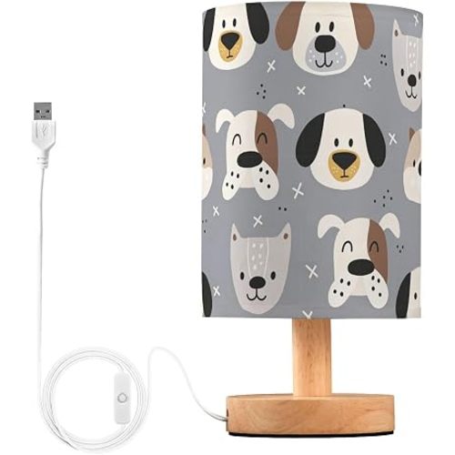Yuiboo Bedside Lamps Cute Dog Faces Gray Night Light Lamp Trendy Night Light for Kids Home Office lampara de Noche para