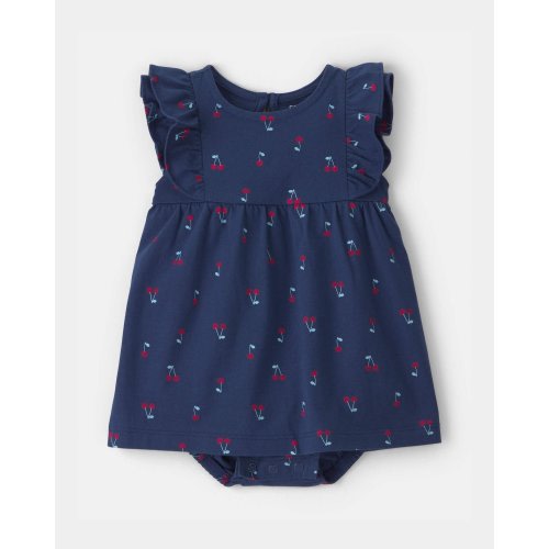 Baby Girl Cherry Sleeveless Bodysuit Dress - Navy Blue | Carter's