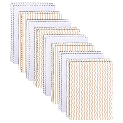 16 Pack Super Soft Baby Burp Cloths, Baby Washcloths, Ultra Absorbent Large Newborn Burping Cloth for Boy and Girl, Milk Spit Up Rags, Unisex for Baby Sensitive Skin, Brown and White, 16 × 12 Inch