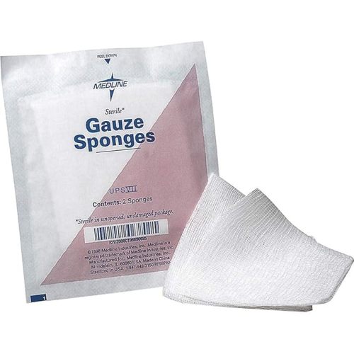 Medline Sterile 100% Cotton Woven Gauze Sponges, 3" x 3", 12-Ply, Ideal for Wound Dressing and General Cleaning, 2/Packs, Pack of 40