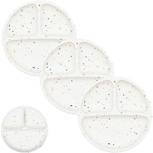 WeeSprout Silicone Divided Plates (No Lids), 100% Food Grade Silicone Divided Plates for Toddlers & Kids, Dishwasher & Microwave Safe