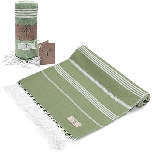 SMYRNA TURKISH COTTON Classical Series Original Turkish Beach Towel | Prewashed, 37 x 71 Inches | Peshtemal and Turkish Bath Towel for SPA, Beach, Pool, Gym and Bathroom