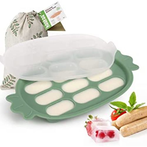 haakaa Silicone Nibble Freezer Tray -Ice Cube Mold -Breast Milk Teether Pop Maker -Baby Forage Fresh Food Feeder-Storage Container for Homemade Baby Food - BPA Free Green