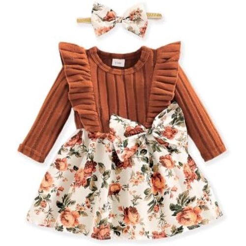 Baby Long Sleeve Fall Dress Baby Girl Clothes Ruffle Toddler Casual Dress Infant Cute Clothes Winter Outfits